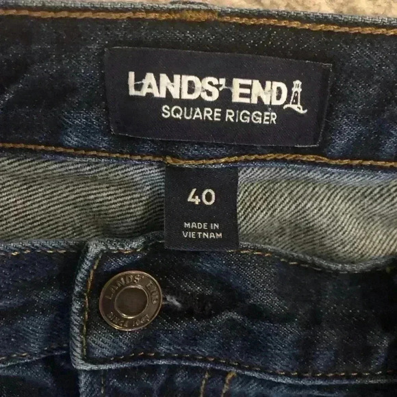 Lands End Square Rigger Mens Sz 40 Traditional Fit Dark Was Blue Jeans - Picture 4 of 7